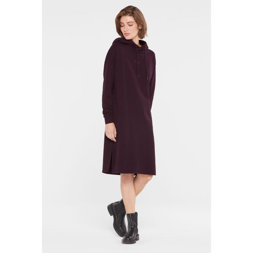 Sweatkleid SENSES.THE LABEL, Damen, Gr. S, US-Größen, lila (deep plum), Material: 100% Baumwolle, bedruckt, gemustert, casual, lässig geschnitten normal, Rundhals, Langarm eingesetzt Rippbündchen, Kleider, aus Baumwolle