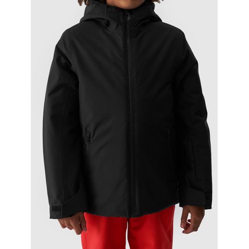 Skijacke 4F, Kinder, Gr. 128, schwarz, Stoff, Obermaterial: 100% Polyester. Futter: 100% Polyester. Wattierung: 100% Polyester, unifarben, sportlich, hoch geschlossener Ausschnitt, Langarm eingesetzt eingefasste Kante mit Klettverschluss, Jacken, Winterjacke