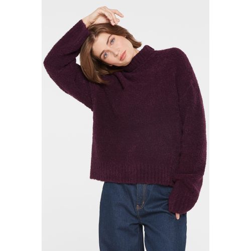 Rollkragenpullover SENSES.THE LABEL, Damen, Gr. M/L, lila (deep plum), Material: 60% Polyacryl, 15% Polyamid, 10% Wolle, 10% Viskose, 5% Alpaka, unifarben, casual, lässig geschnitten normal, Rundhals, Langarm eingesetzt Rippbündchen, Pullover