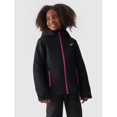 Skijacke 4F, Kinder, Gr. 152, schwarz, Web, Obermaterial: 100% Polyester. Futter: 100% Polyester. Wattierung: 100% Polyester, kontrastfarbene Details, sportlich, hoch geschlossener Ausschnitt, Langarm eingesetzt eingefasste Kante mit Klettverschluss, Jacken, Winterjacke