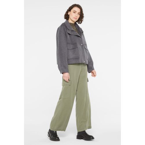 Cargohose SENSES.THE LABEL, Damen, Gr. XS, Normalgrößen, grün (natural khaki), Material: 100% Lyocell, unifarben, casual, lässig geschnitten lang, Hosen