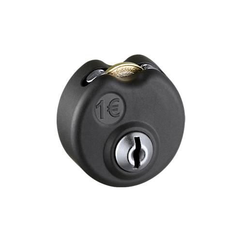 C+P WF-Lock Pfandschloss, für 1 Euro-Münze, schwarz