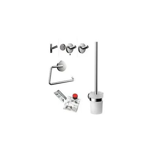 Emco WC-Set 439800100 chrom, Papierhalter, Bürstengarnitur, Haken und Klebe-Set