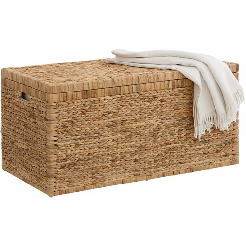 Truhe HOME AFFAIRE, beige (natur), B:95cm H:44cm T:47cm, Geflecht Wasserhyazinthe, Truhen, innen mit Baumwolle bespannt