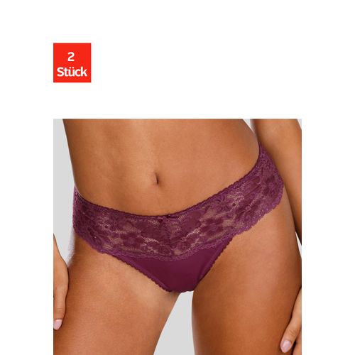 String NUANCE, Damen, Gr. 36/38, lila (2x cassis), Spitze, Microtouch, Obermaterial: 85% Polyamid, 15% Elasthan, körpernah, Unterhosen, Dessous mit breitem Spitzenband