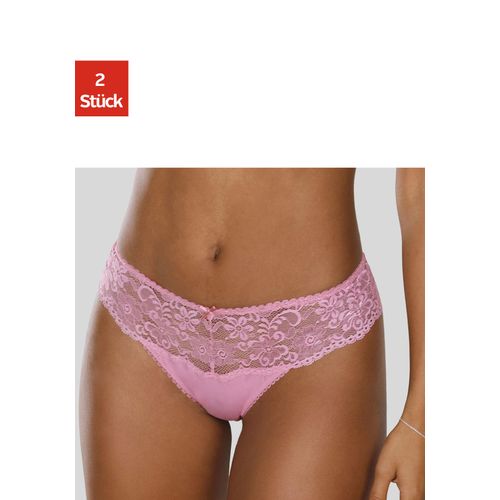 String NUANCE, Damen, Gr. 32/34, pink (2x pink), Spitze, Microtouch, Obermaterial: 85% Polyamid, 15% Elasthan, körpernah, Unterhosen, Dessous mit breitem Spitzenband