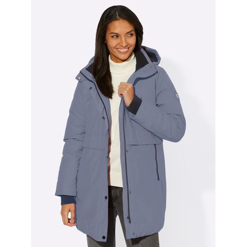 Langjacke CASUAL LOOKS, Damen, Gr. 23, blau (rauchblau), 60% Baumwolle, 40% Polyester, Bündchen:94% Polyester, 6% Elasthan, Kragen-Innenseite:100% Polyester, unifarben, Langarm, Jacken