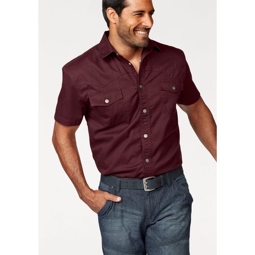 Kurzarmhemd ARIZONA, Herren, Gr. 47/48 (XXXL), N-Gr, rot (bordeaux), Obermaterial: 100% Baumwolle, unifarben, Basic, normal normal, Kurzarm, Hemden, im Western-Stil