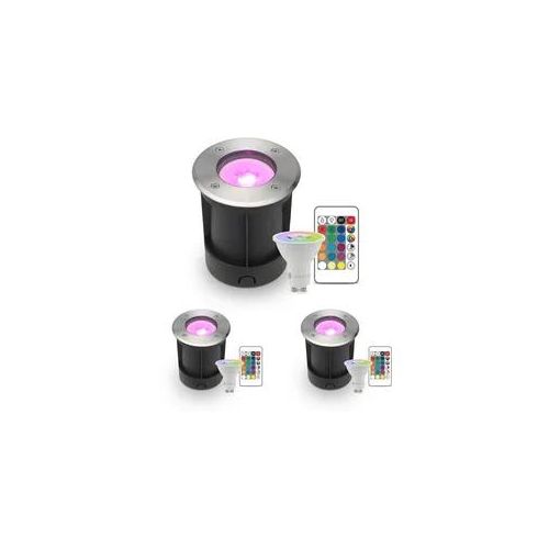 LED Bodeneinbaustrahler rund Edelstahl 230V IP67 - Leuchtmittel: GU10 5W RGB+CCT...