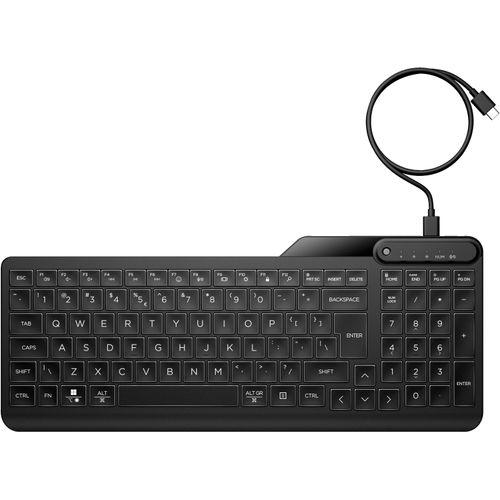 HP Tastatur "400 Backlit Wired Keyboard", schwarz, B:37,6cm H:1,9cm T:15,3cm, Tastaturen