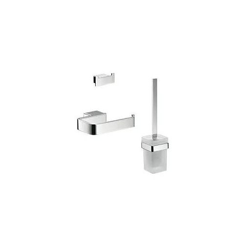 Emco Loft WC-Set 059800102 chrom, Papierhalter ohne Deckel, Bürstengarnitur und Doppelhaken