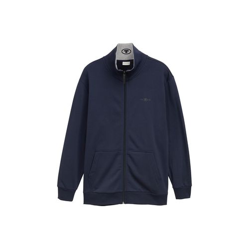 TOM TAILOR Herren Plus Size - Sweatjacke mit Stehkragen, blau, Uni, Gr. 5XL