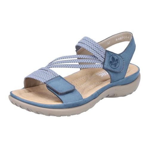 Riemchensandale RIEKER, Damen, Gr. 36, blau, Nubuklederimitat, sportlich, Schuhe, Sommerschuh, Sandalette, Keilabsatz, mit Gummizügen