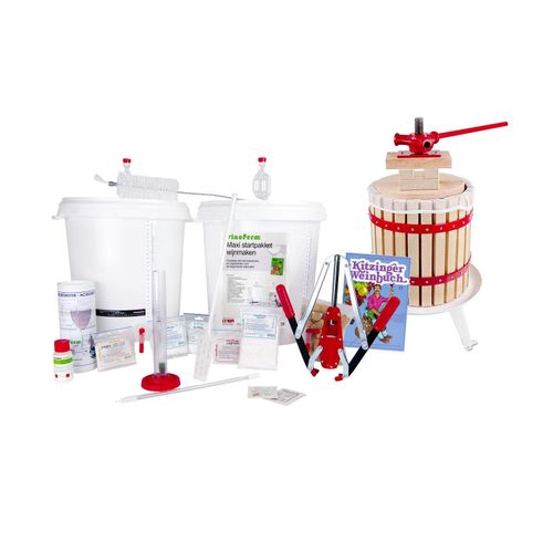 Wein selber machen Set - MAXI mit Obstpresse 12 Liter, Anleitung auf Englisch