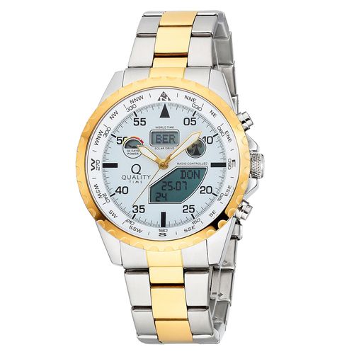 Chronograph, bunt (bicolor), Armbanduhren, Damen, Digitaluhr Chronograph Funkuhr