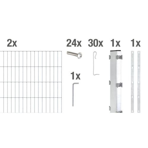 Alberts Gabionen-Anbauset Step² zum Einbetonieren feuerverzinkt zum Einbetonieren Zaunlänge: 2 m Tiefe: 150 mm Zaunhöhe: 1000 mm