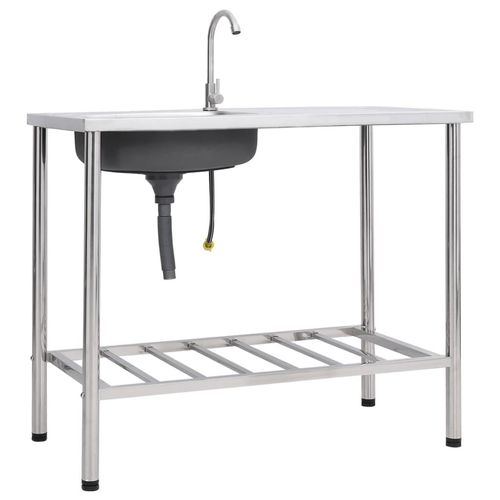 The Living Store Camping-Spüle mit Wasserhahn Edelstahl