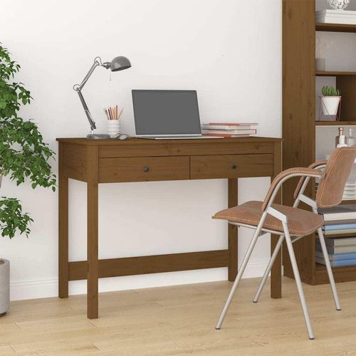 Schreibtisch mit Schubladen Honigbraun 100x50x78 cm Massivholz , Schreibtische Design 2024