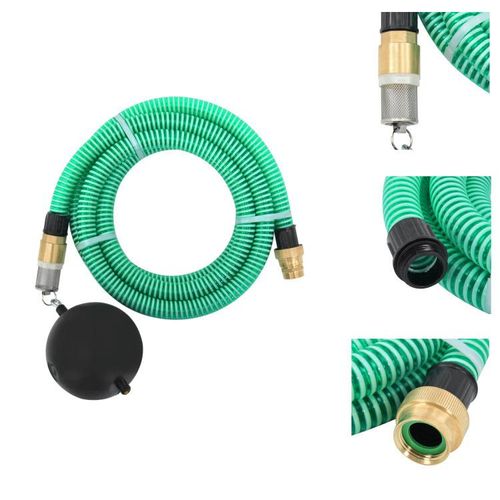 vidaXL Saugschlauch mit Messing-Anschlüssen Grün 1,1