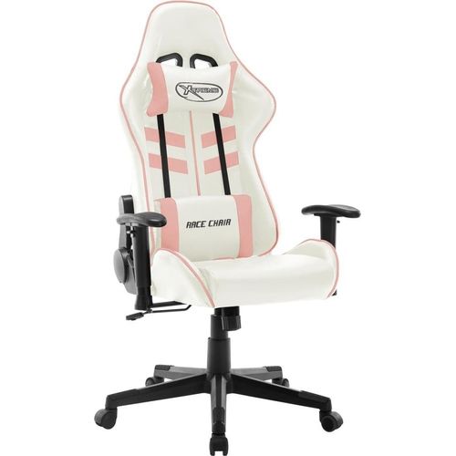 Gaming-Stuhl Weiß und Rosa Kunstleder