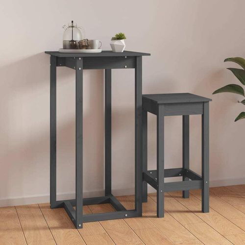Bartisch Grau 60x60x110 cm Massivholz Kiefer
