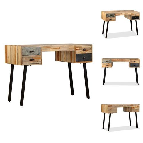 vidaXL Schreibtisch Wiederverwertetes Teak Massivholz 110 × 50 × 76 cm - Schreibtische