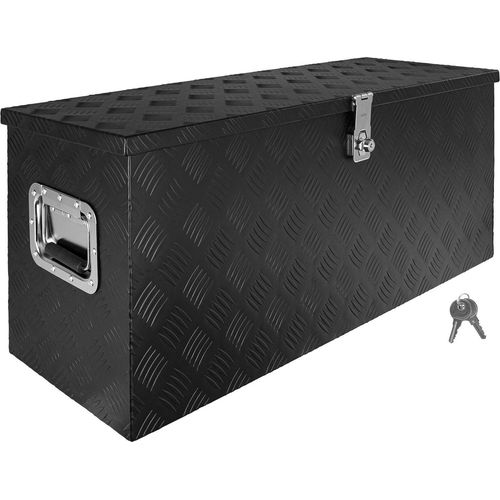 Deichselbox Schwarz Werkzeugkasten Truckbox Alu Box Anhänger Kiste mit Deckel Abschließbar Alubox Transportbox Werkzeugbox Aluminium Aufbewahrungsbox D120 trucky
