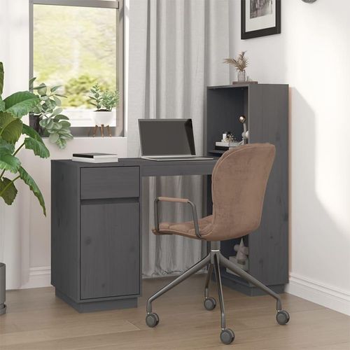 Schreibtisch Grau 110x53x117 cm Massivholz Kiefer , Schreibtische Design 2024