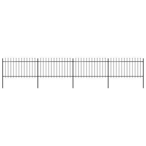 Gartenzaun mit Speerspitzen Stahl 6,8 x 1 m Schwarz