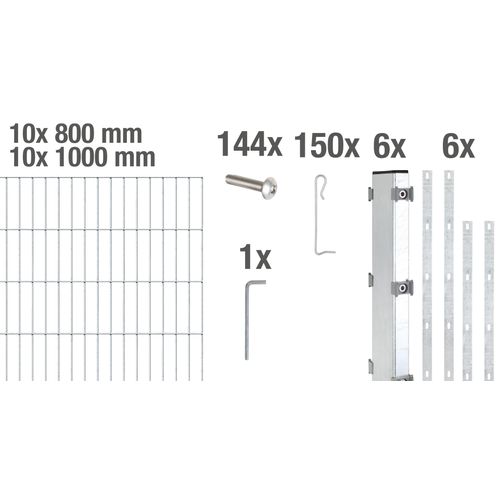 Alberts Gabionen-Komplettsets Step², Höhe 180 cm, Länge 10 m, feuerverzinkt zum Aufschrauben