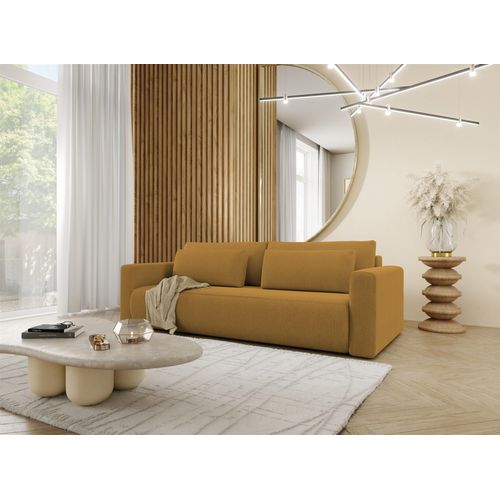Sofa 3-Sitzer mit Schlaffunktion CHAIRA Stoff Curio Senfgelb