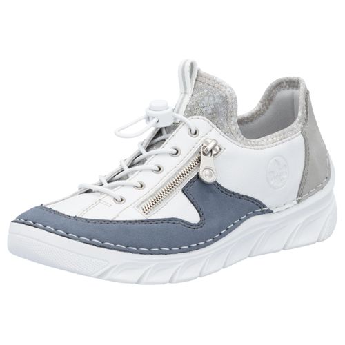 Slip-On Sneaker RIEKER, Damen, Gr. 42, weiß (weiß, kombiniert), Lederimitat, sportlich, Schuhe, Slipper, Freizeitschuh mit kontrastfarbenen Besätzen, Topseller