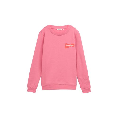 TOM TAILOR Damen Loose Fit Sweatshirt mit Print, rosa, Uni, Gr. XS