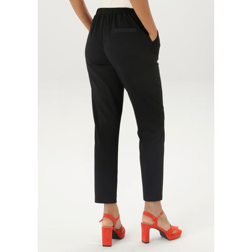 Schlupfhose ANISTON SELECTED, Damen, Gr. 36, N-Gr, schwarz, Jersey, Obermaterial: 95% Polyester, 5% Elasthan, unifarben, modisch, figurumspielend knöchellang, Hosen, mit praktischen Eingrifftaschen - NEUE KOLLEKTION