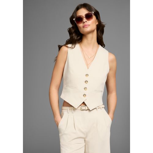 Anzugweste LAURA SCOTT, Damen, Gr. 36, beige, Obermaterial: 80% Polyester, 16% Viskose, 4% Elasthan. Futter: 100% Polyester, unifarben, feminin, figurbetont, Westen, im trendigen Look