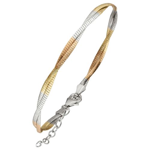 Armband JOBO, gold (goldfarben), Armbänder, Damen, Silber 925 (Sterlingsilber), 925 Silber tricolor dreifarbig vergoldet