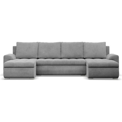 U-Sofa mit Schlaffunktion Foresta, 2 Chaiselongues, Cord - Grau