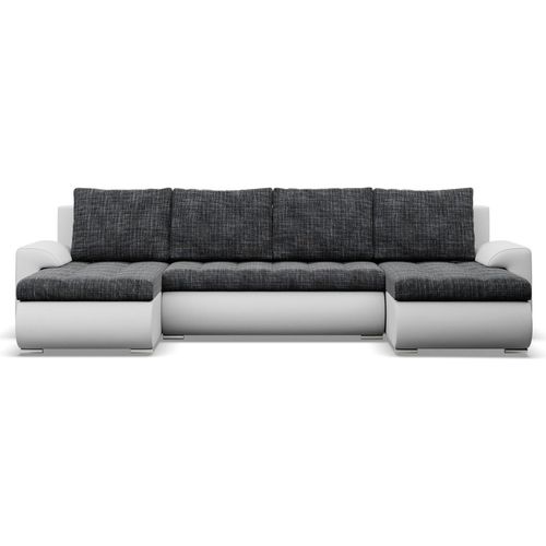 U-Sofa mit Schlaffunktion Foresta, 2 Chaiselongues, Schwarz + Grau