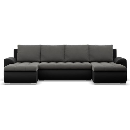 U-Sofa mit Schlaffunktion Foresta, 2 Chaiselongues, Dunkelgrau + Schwarz