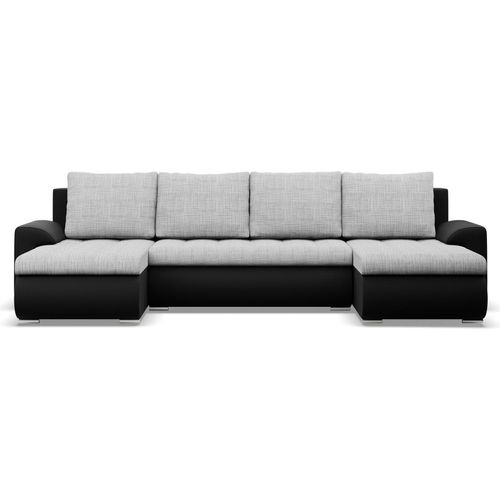 U-Sofa mit Schlaffunktion Foresta, 2 Chaiselongues, Grau + Schwarz