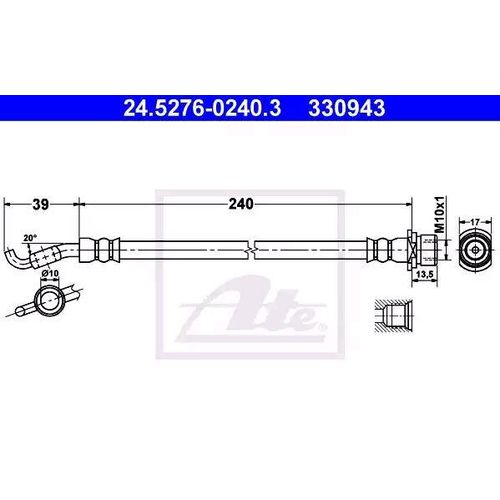 ATE Bremsschläuche TOYOTA 24.5276-0240.3 9094702E85 Bremsschlauch