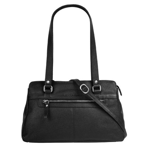 Umhängetasche BETTY BARCLAY, Damen, Gr. B/H/T: 33cm x 20cm x 12cm onesize, schwarz, Leder, leicht glänzend, Taschen, echt Leder