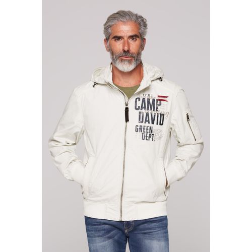Outdoorjacke CAMP DAVID, Herren, Gr. M, grau (kitt), Material: 100% Baumwolle, Futter: 100% Polyester, bestickt, casual, lässig geschnitten normal, Langarm eingesetzt Rippbündchen, Jacken, mit Ärmeltasche