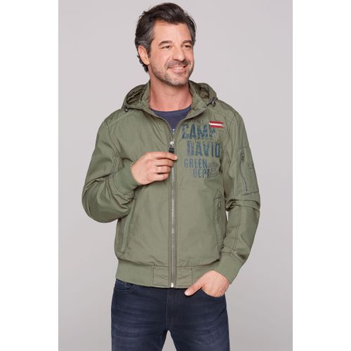 Outdoorjacke CAMP DAVID, Herren, Gr. M, grün, Material: 100% Baumwolle, Futter: 100% Polyester, bestickt, casual, lässig geschnitten normal, Langarm eingesetzt Rippbündchen, Jacken, mit Ärmeltasche