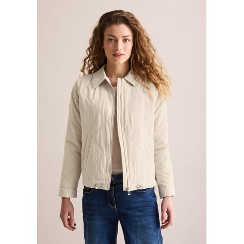 Steppjacke CECIL, Damen, Gr. XXL (46), lila (pearl beige), Stoff, Obermaterial: 100% Nylon; Futter: 100% Polyester, unifarben, casual, normal normal, Rundhals, Langarm Bündchen, Jacken, mit Tunnelzug am Saum