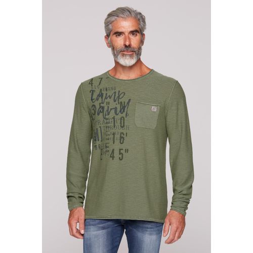 Rundhalspullover CAMP DAVID, Herren, Gr. 4XL, grün, Material: 100% Baumwolle, bedruckt, casual, lässig geschnitten normal, Rundhals, Langarm eingesetzt Rollsaum, Pullover, in Linksstrick