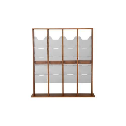 Update Display Boden-Prospektständer WoodMagazine, 40 x DIN A4, doppelseitig, Buchenholz, Acrylglas, freistehend, Buche