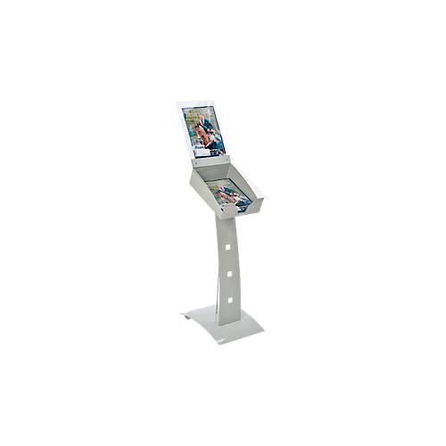 Update Display Prospektständer Outdoor PLUS, DIN A4, mobil mit Laufrollen, Lochblech-Design, silber