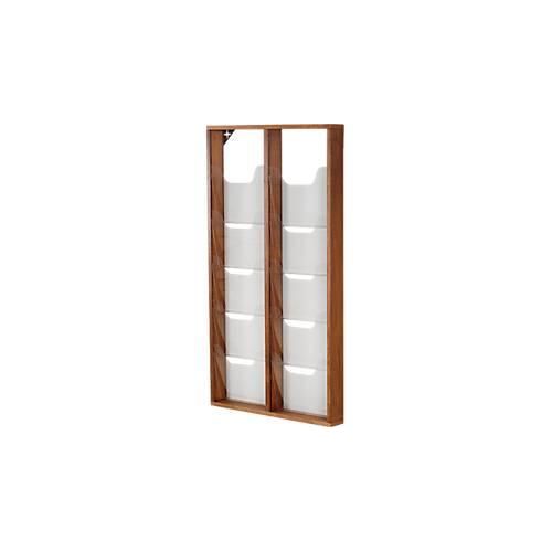 Update Display Prospektständer WoodMagazine, Wandversion, einseitig, Holz und Acrylglas, Buche, 10 Fächer je DIN A4