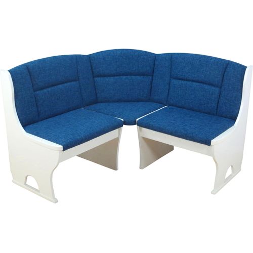 Eckbank, blau (blau, weiß), H:85cm T:57cm, FSC-zertifizierter Holzwerkstoff, HOFMANN LIVING AND MORE, Sitzbänke, Stauraum unter den Sitzflächen
